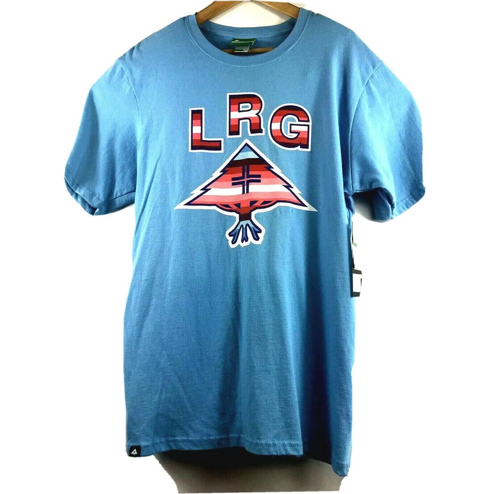 LRG Lifted Research Group T-Shirt Mens Sz Medium Graphic Blue 100% Cotton NEW